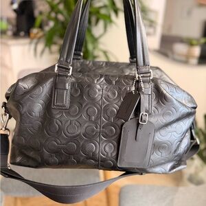 RARE Coach Boston duffle Black embossed C  Style 77182